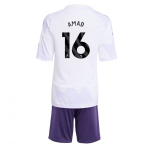 Manchester United Amad Diallo #16 Jalkapallovaatteet Lasten Vieraspeliasu 2025-26 Lyhythihainen (+ Lyhyet housut)